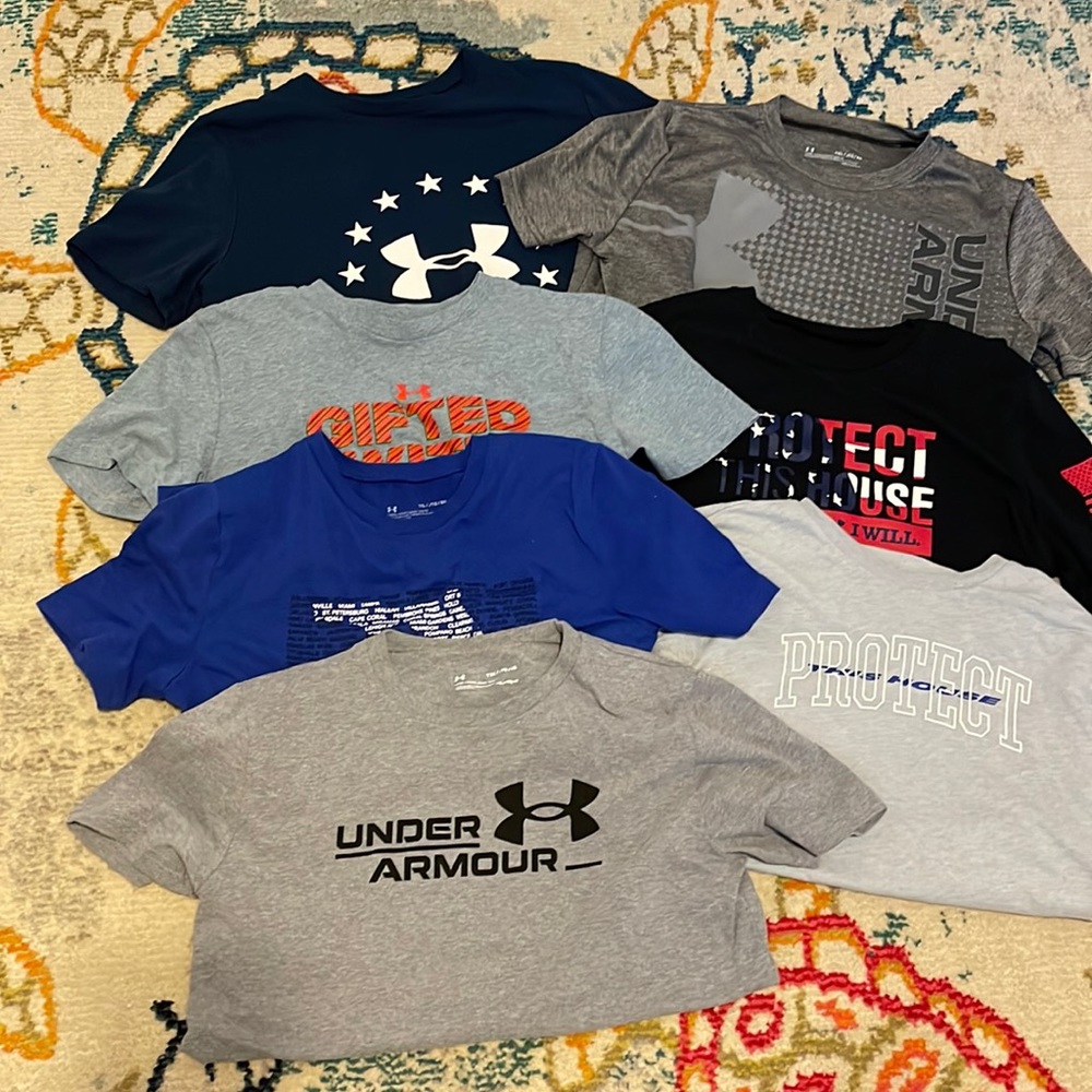 7 boys XL Under Armour T shirts